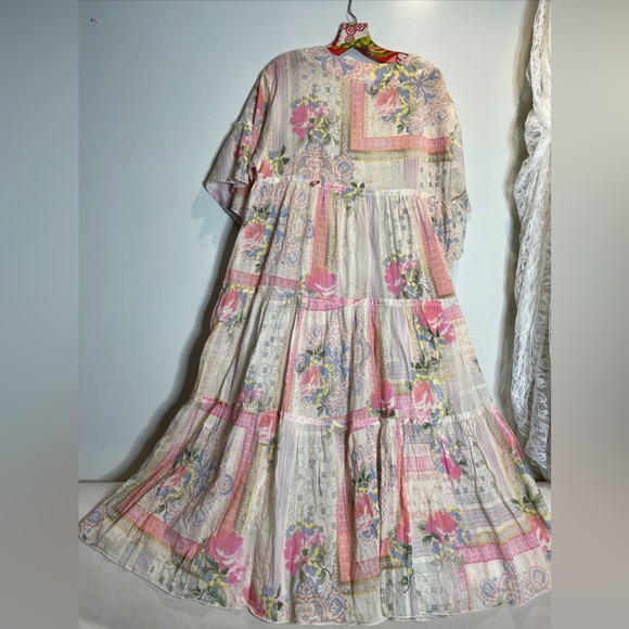 Free People In Full Swing Printed Vintage Rosette Tiered Robe Duster